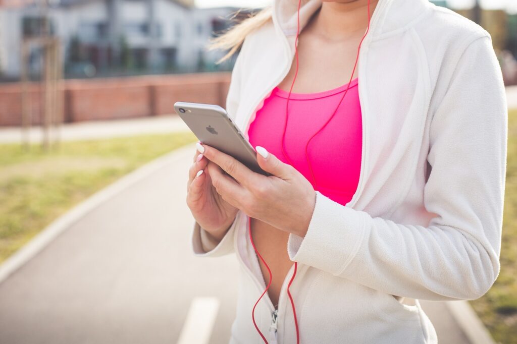 woman, music, fit-